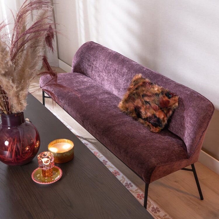 Banc de salle à manger Momo chenille violette 220 cm