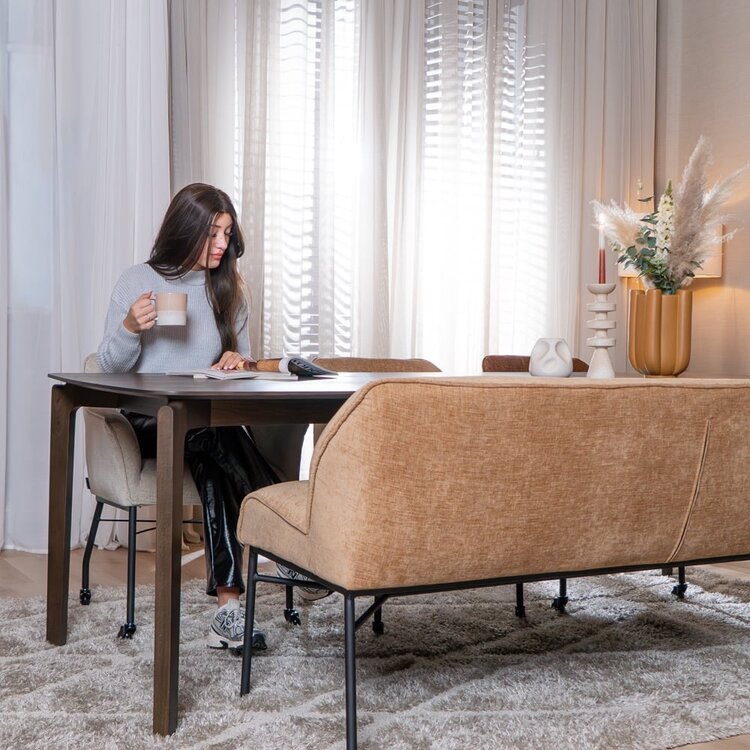 Banc de salle à manger Momo chenille peach 220 cm