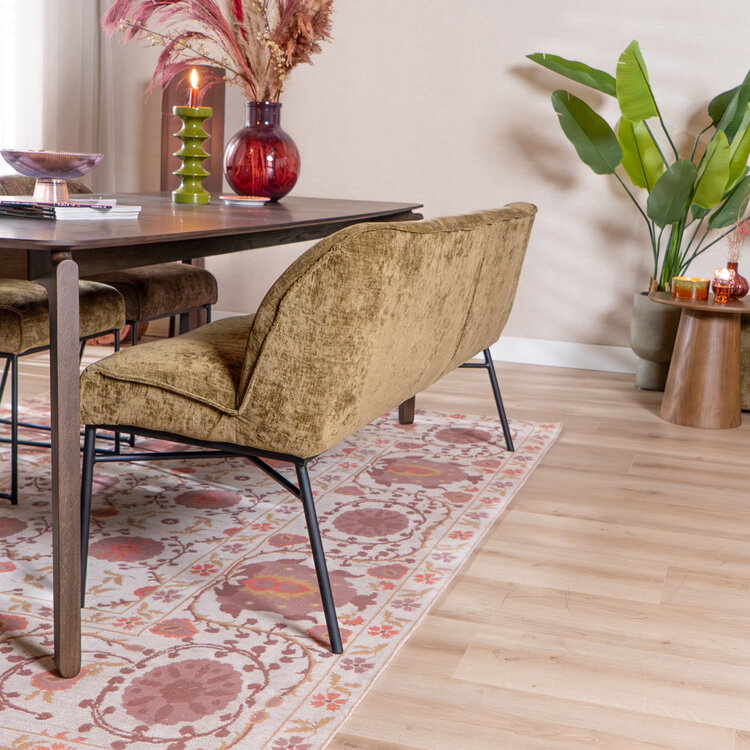 Banc de salle à manger Momo chenille vert olive 220 cm