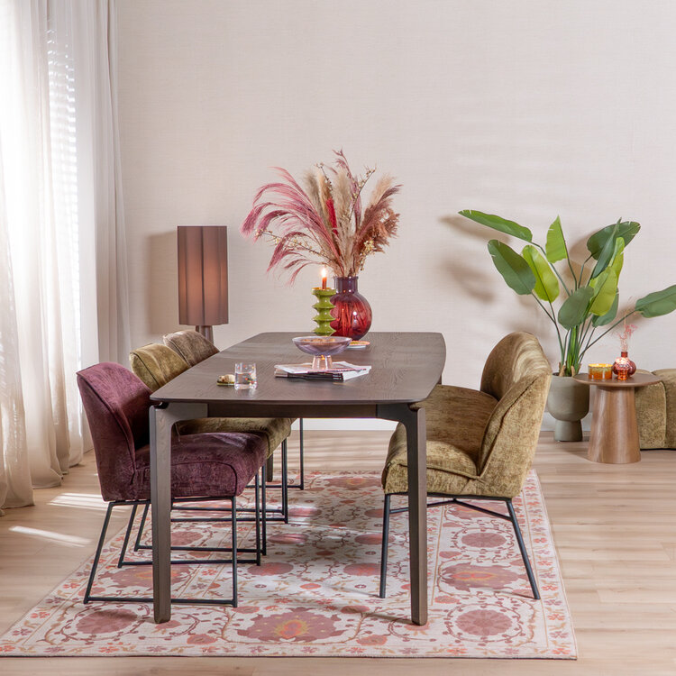 Banc de salle à manger Momo chenille vert olive 220 cm