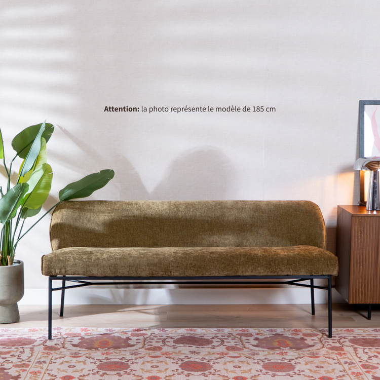 Banc de salle à manger Momo chenille vert olive 220 cm