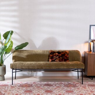 Banc de salle à manger Momo chenille vert olive 155 cm