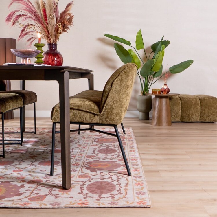 Banc de salle à manger Momo chenille vert olive 155 cm