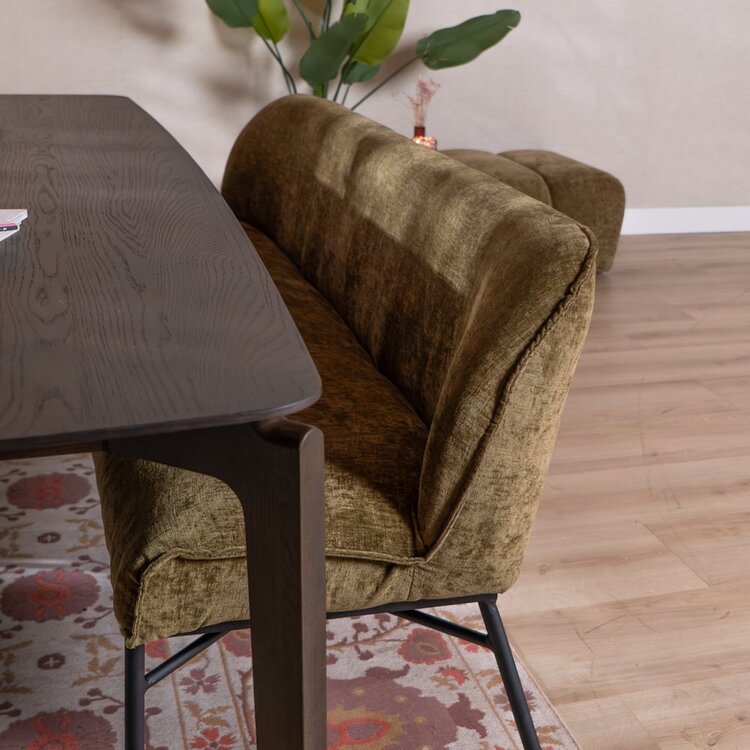 Banc de salle à manger Momo chenille vert olive 155 cm
