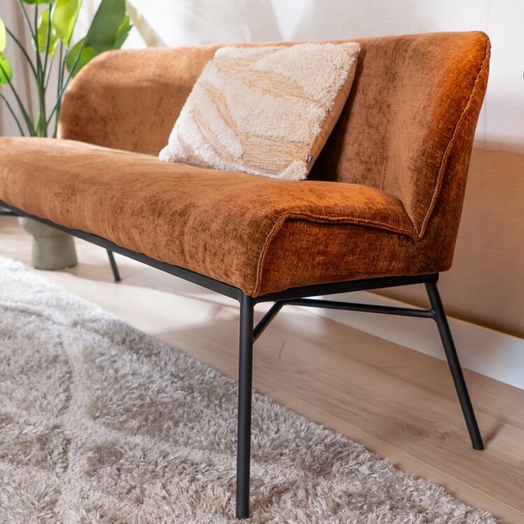 Banc de salle à manger Momo chenille cuivre 155 cm