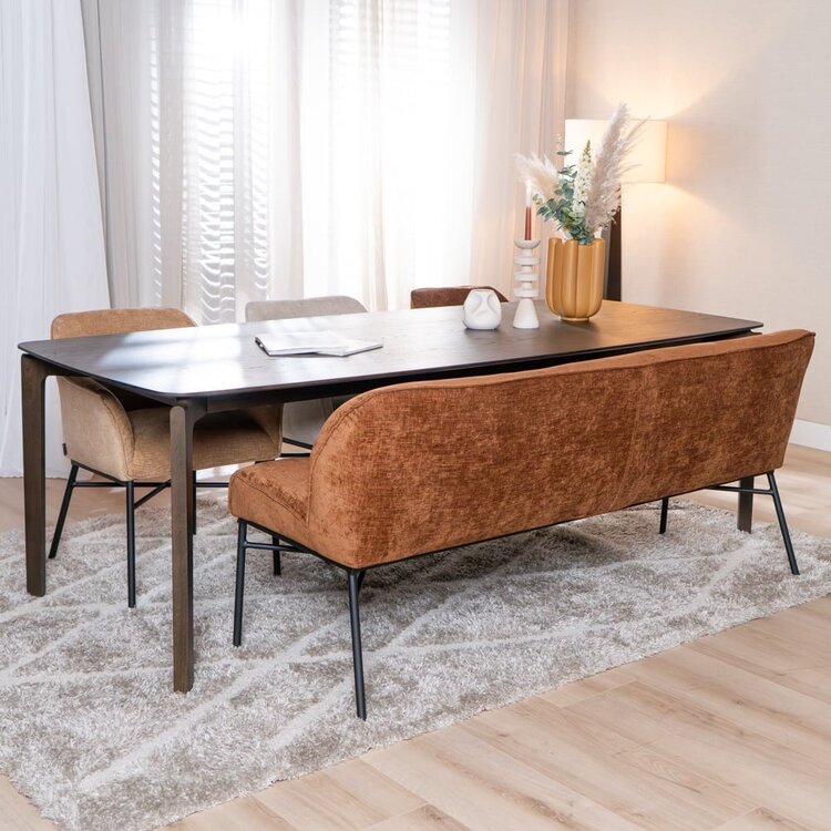 Banc de salle à manger Momo chenille cuivre 220 cm