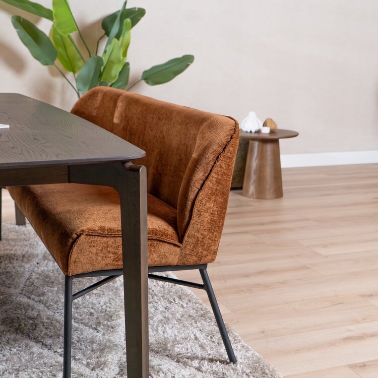 Banc de salle à manger Momo chenille cuivre 220 cm