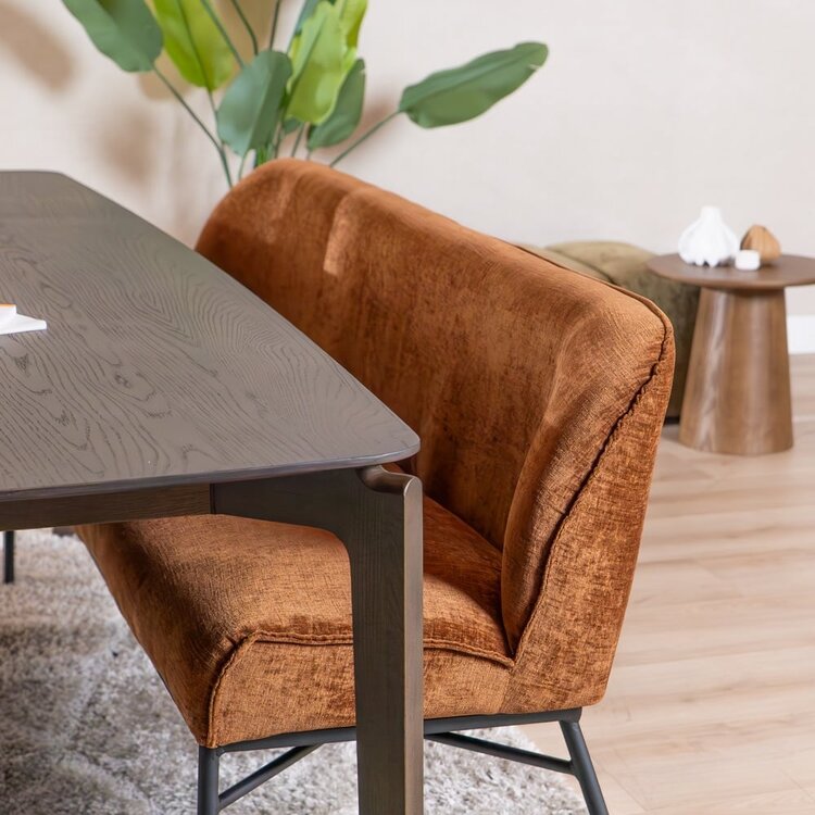 Banc de salle à manger Momo chenille cuivre 220 cm