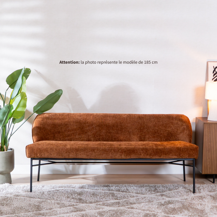 Banc de salle à manger Momo chenille cuivre 220 cm