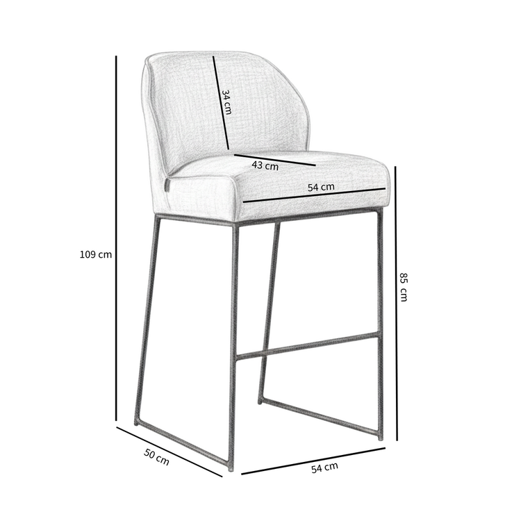 Tabouret de bar Momo en chenille mocha 85 cm