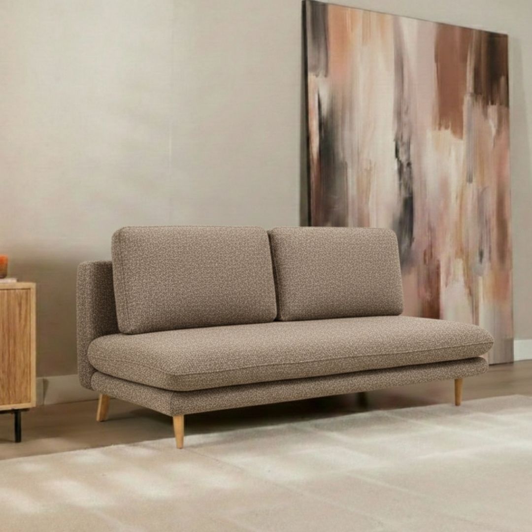 Canapé-lit 2 places Lauri brun Bouclé Mélange