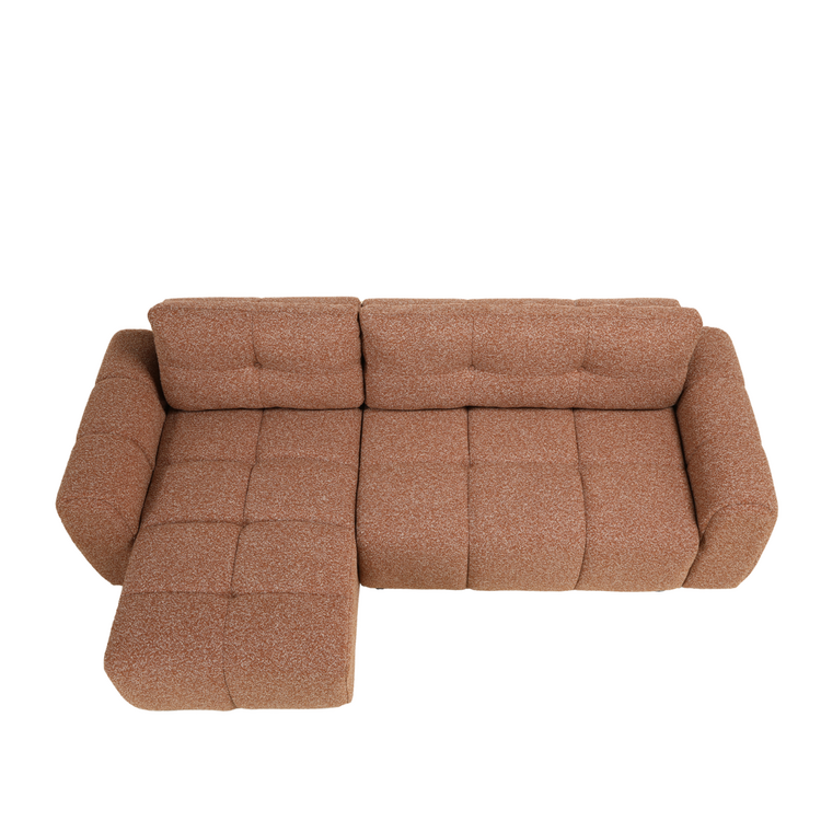 Canapé-lit 2 places Inka terracotta bouclé mélange version gauche/droite