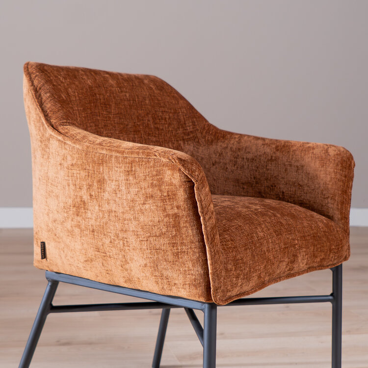 Chaise de salle à manger Nubo en chenille cuivre