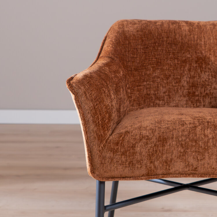 Chaise de salle à manger Nubo en chenille cuivre