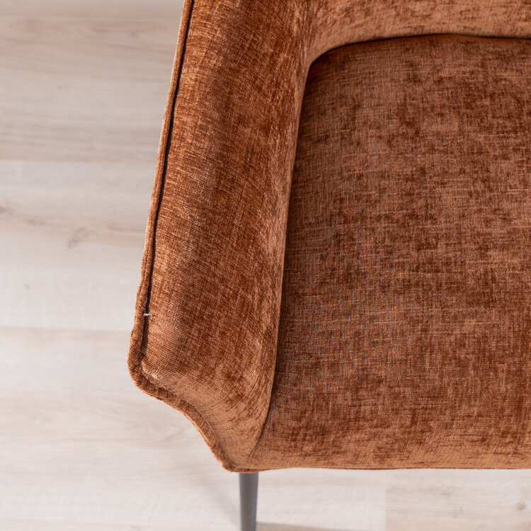 Chaise de salle à manger Nubo en chenille cuivre