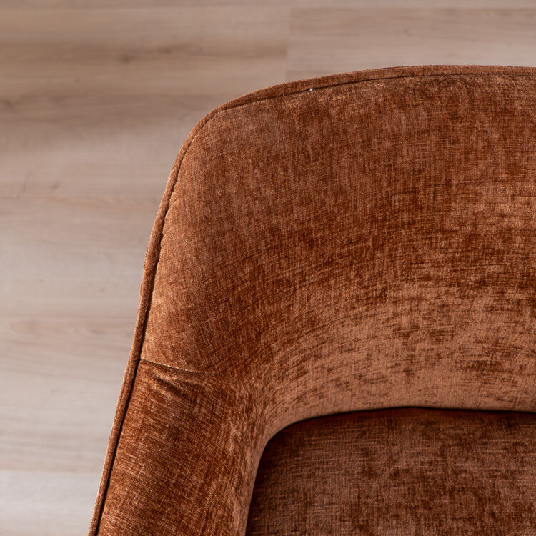 Chaise de salle à manger Nubo en chenille cuivre