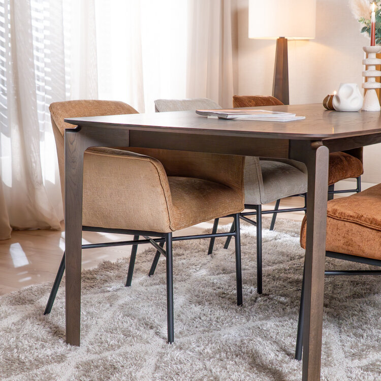 Chaise de salle à manger Nubo en chenille cuivre