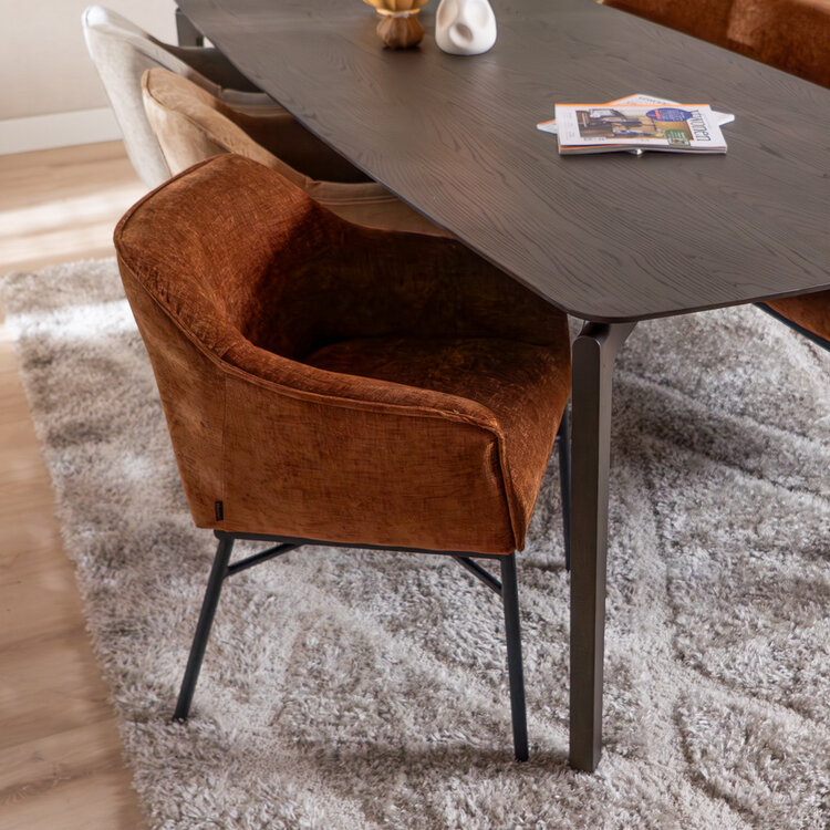 Chaise de salle à manger Nubo en chenille cuivre