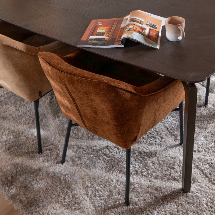 Chaise de salle à manger Nubo en chenille cuivre