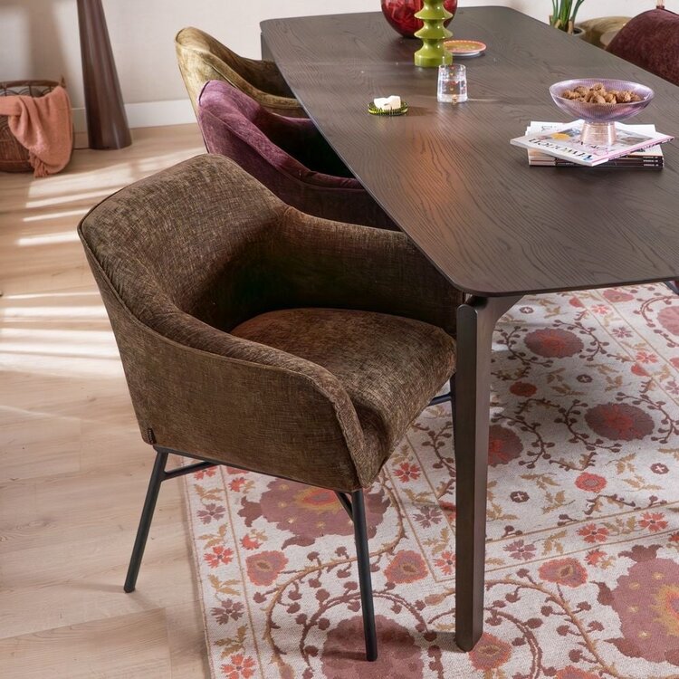Chaise de salle à manger Nubo en chenille mocha