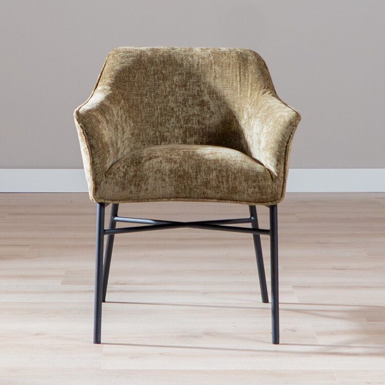 Chaise de salle à manger Nubo en chenille olive