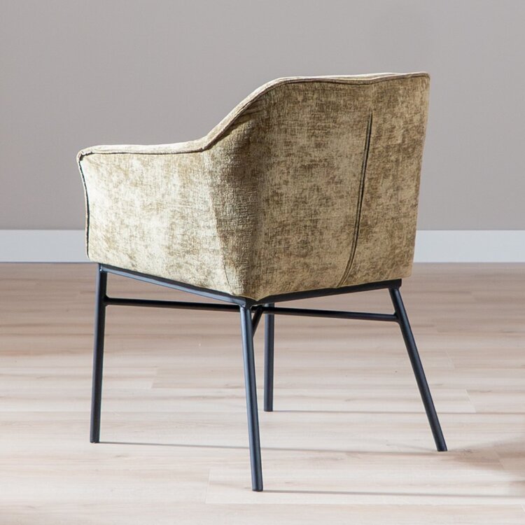 Chaise de salle à manger Nubo en chenille olive