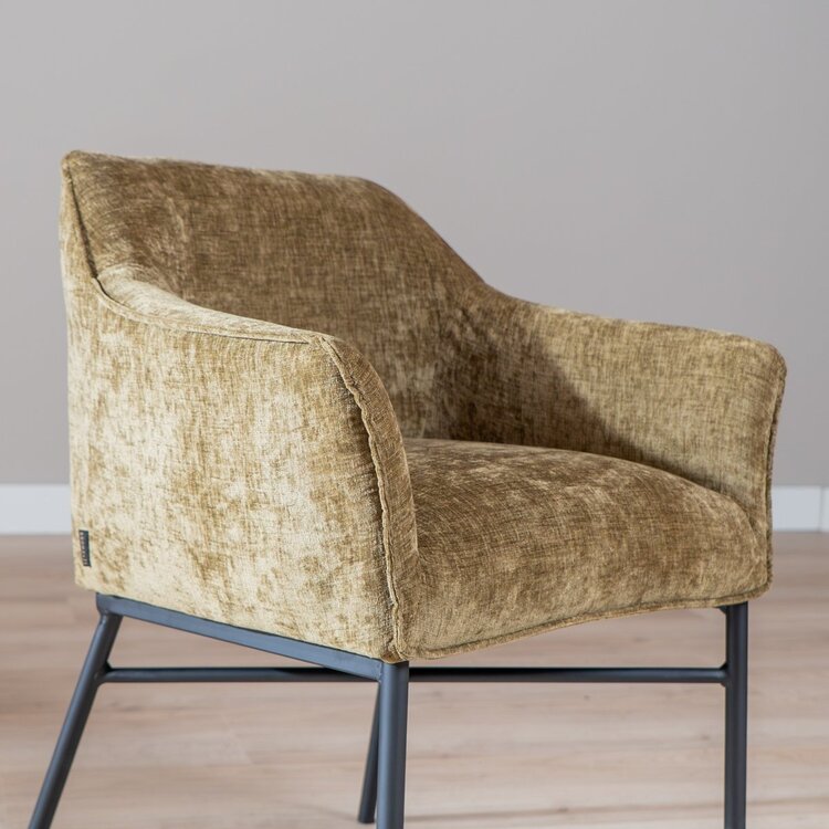 Chaise de salle à manger Nubo en chenille olive