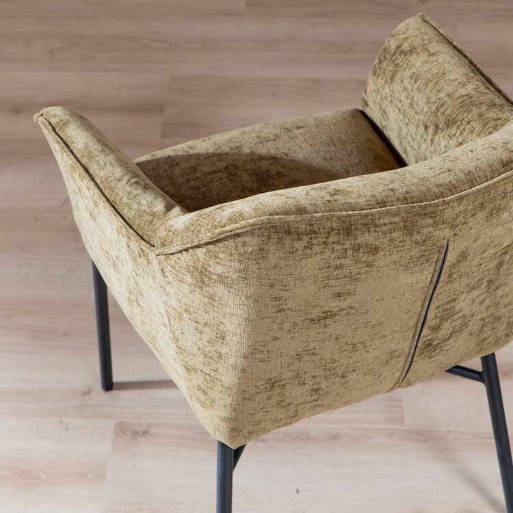 Chaise de salle à manger Nubo en chenille olive