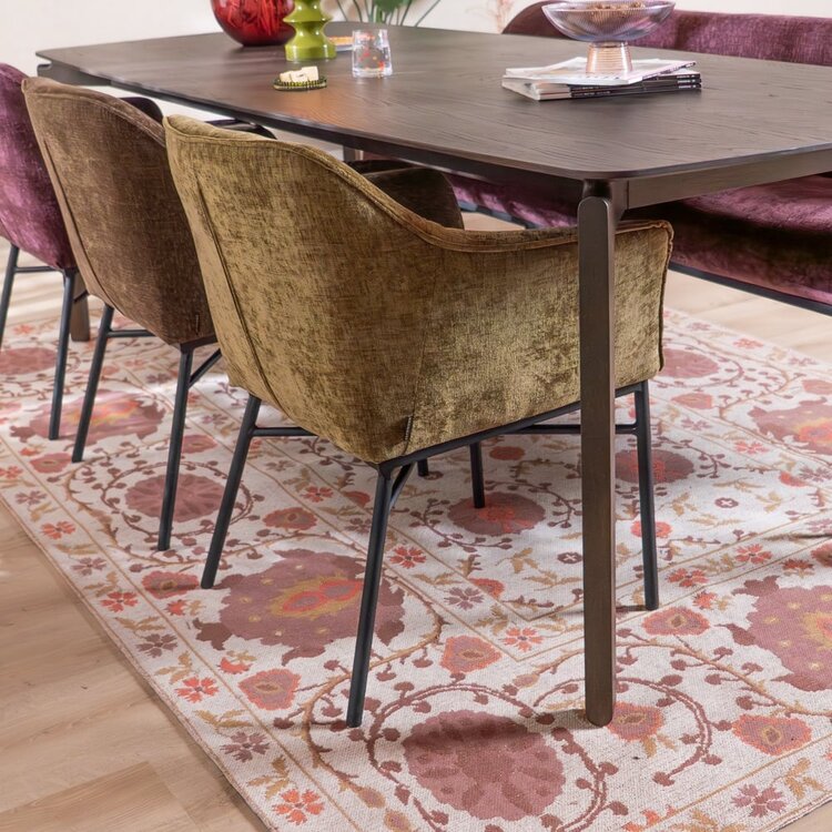 Chaise de salle à manger Nubo en chenille olive