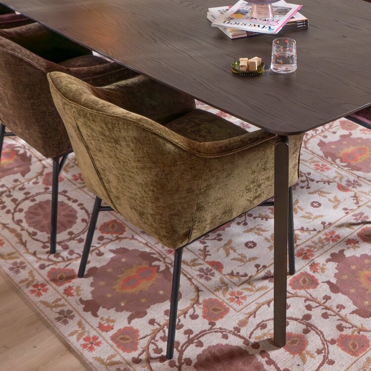 Chaise de salle à manger Nubo en chenille olive