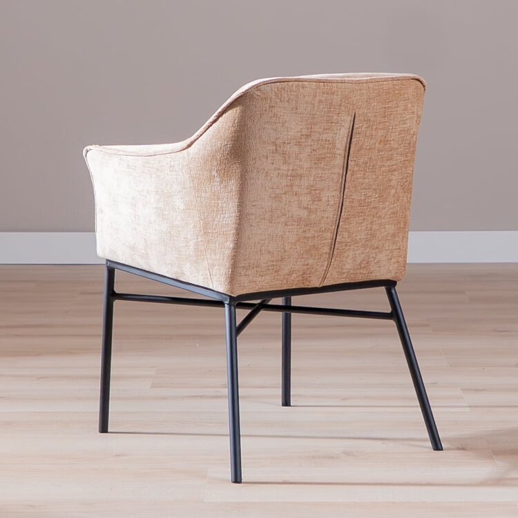 Chaise de salle à manger Nubo en chenille peach