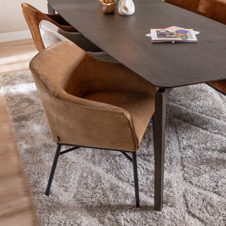 Chaise de salle à manger Nubo en chenille peach