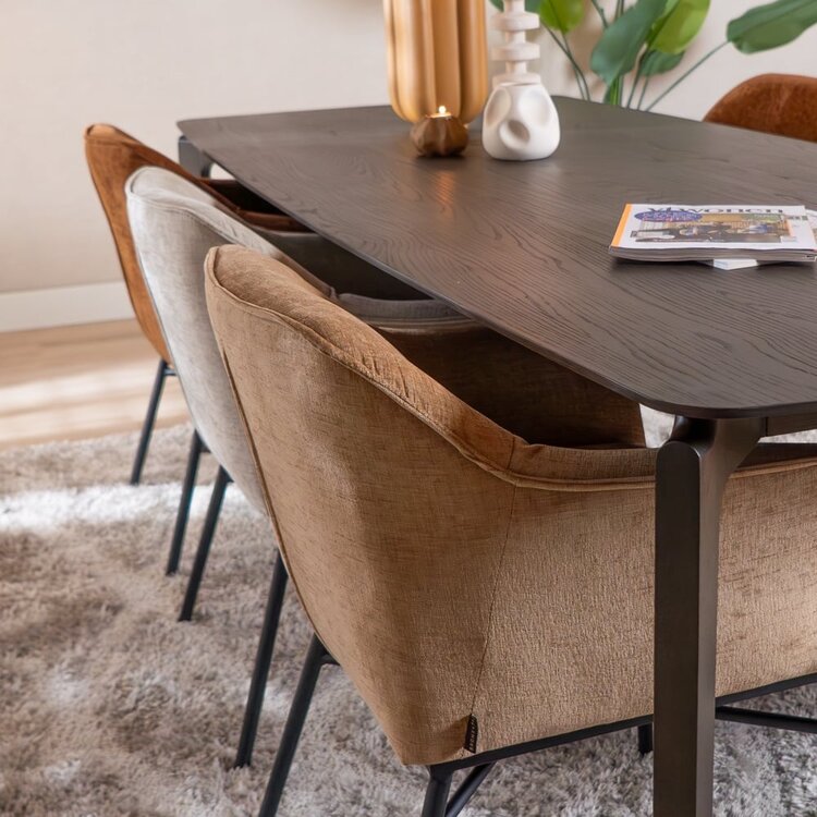 Chaise de salle à manger Nubo en chenille peach