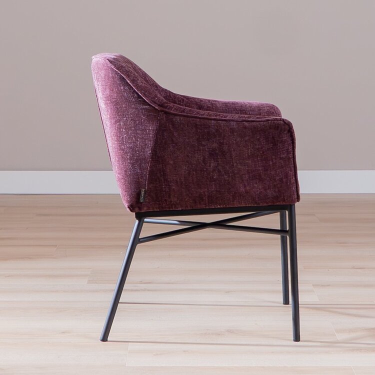 Chaise de salle à manger Nubo en chenille violette