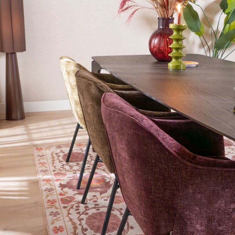 Chaise de salle à manger Nubo en chenille violette