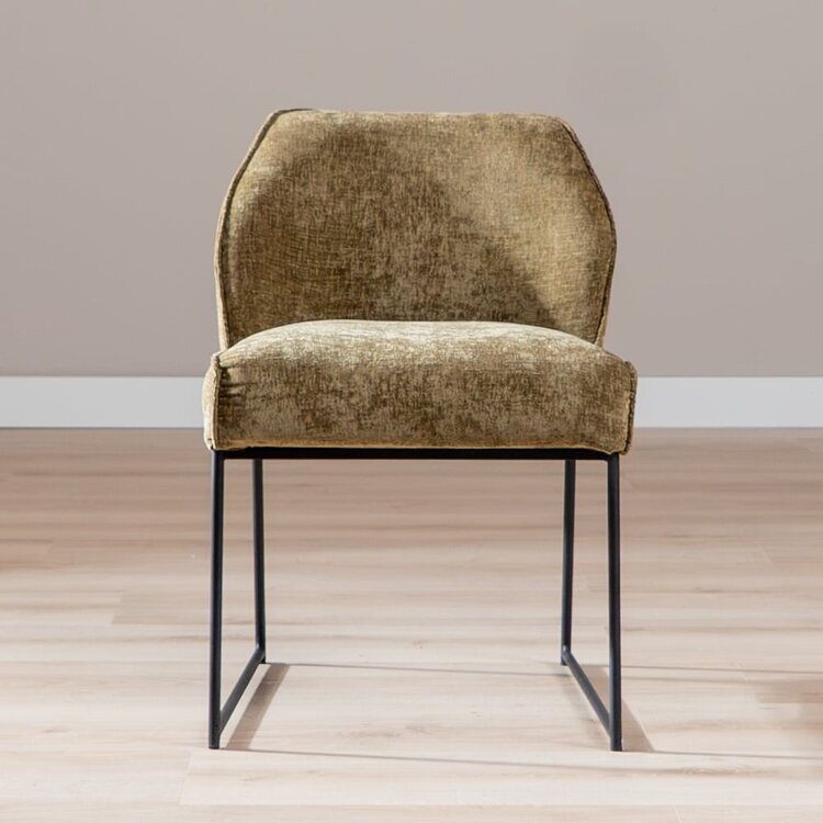 Chaise de salle à manger Momo chenille vert olive