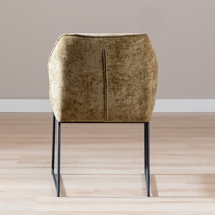 Chaise de salle à manger Momo chenille vert olive