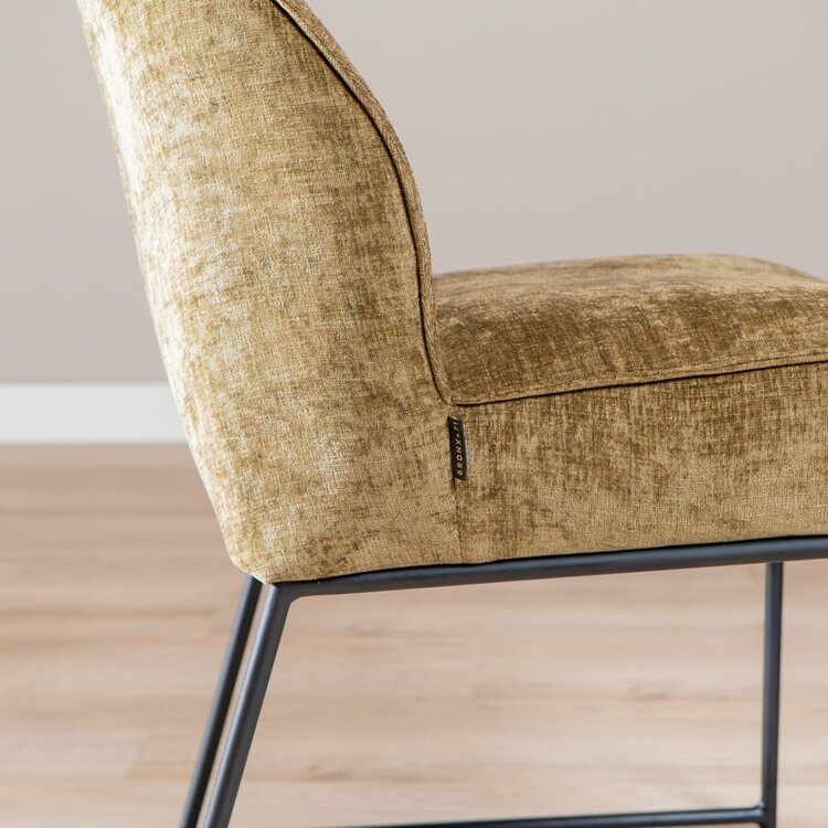 Chaise de salle à manger Momo chenille vert olive