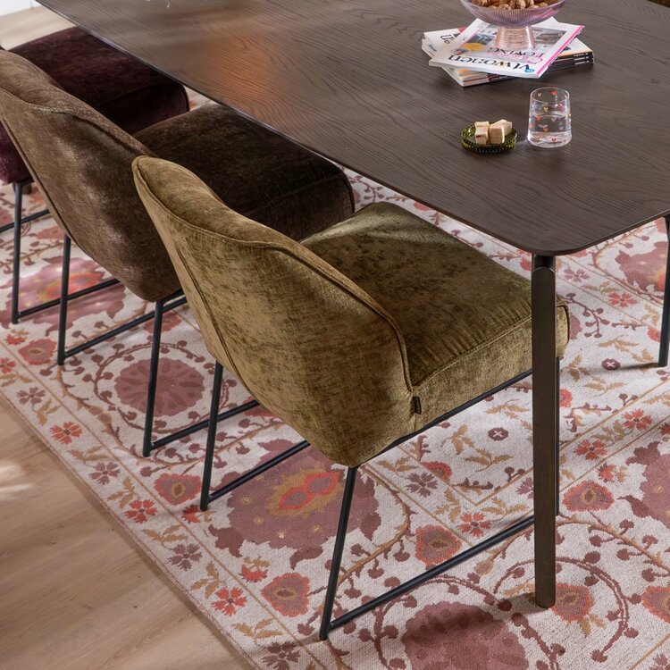 Chaise de salle à manger Momo chenille vert olive