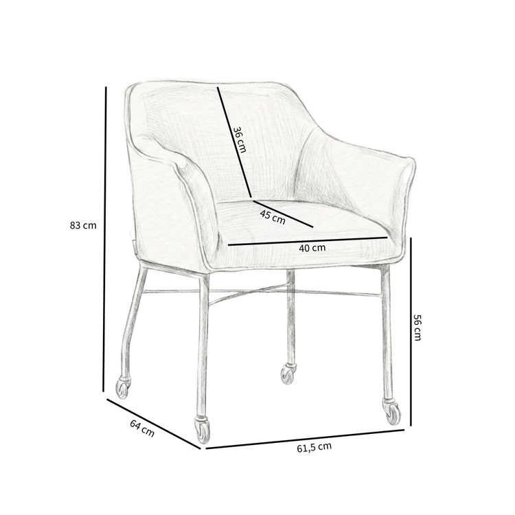 Chaise de salle à manger avec roulettes Enzo chenille mocha