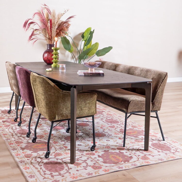 Chaise de salle à manger avec roulettes Enzo chenille mocha