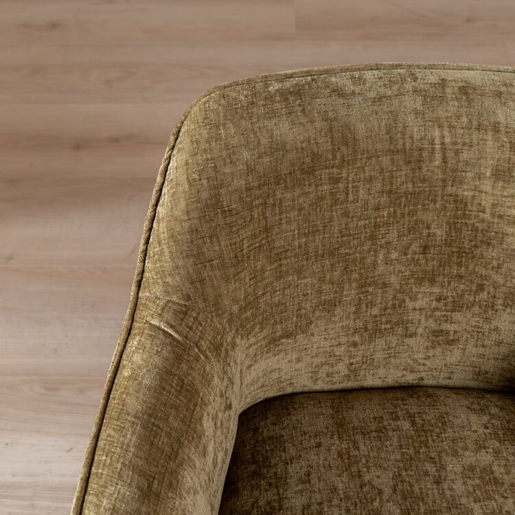 Chaise de salle à manger avec roulettes Enzo chenille olive