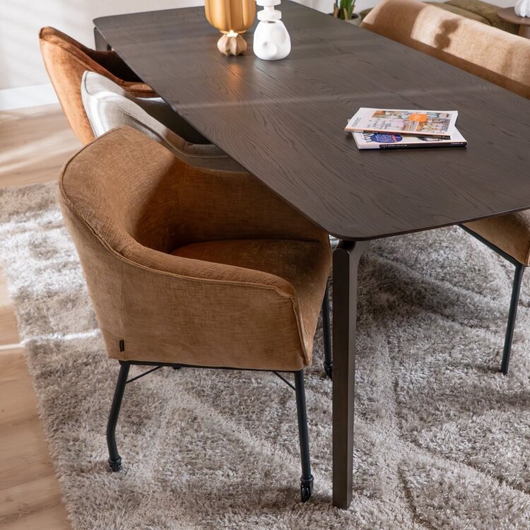 Chaise de salle à manger avec roulettes Enzo chenille peach