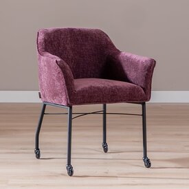 Chaise de salle à manger avec roulettes Enzo chenille voilette