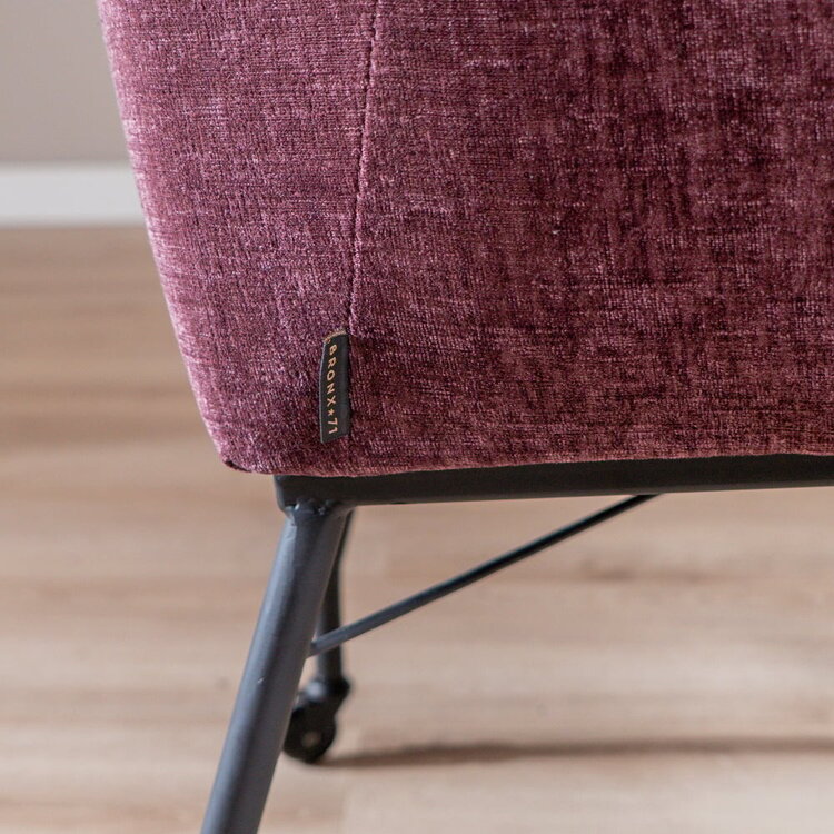 Chaise de salle à manger avec roulettes Enzo chenille voilette