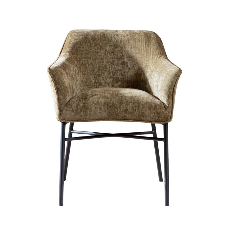 Chaise de salle à manger Nubo en chenille olive