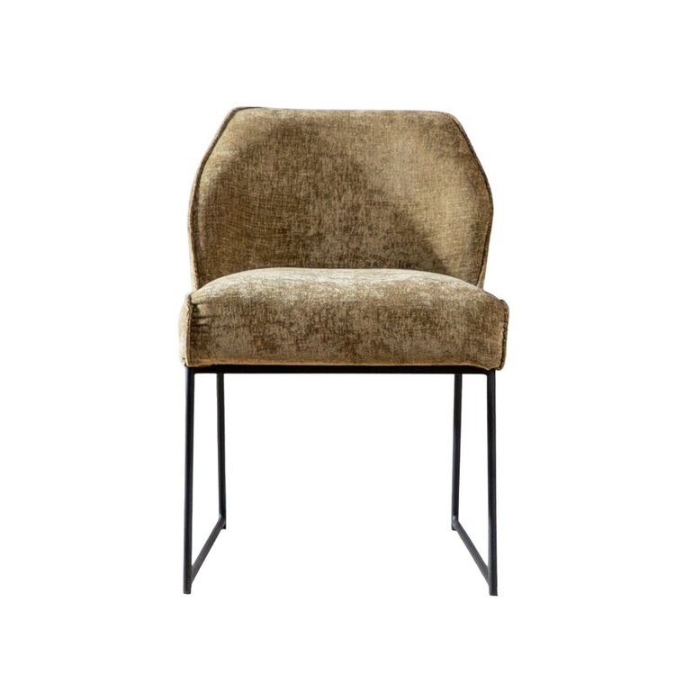 Chaise de salle à manger Momo chenille vert olive