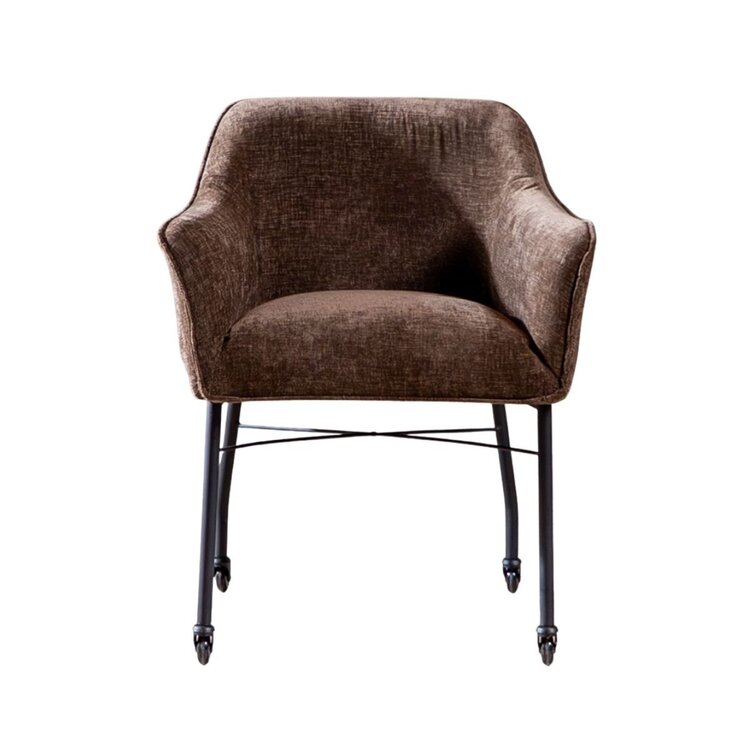 Chaise de salle à manger avec roulettes Enzo chenille mocha