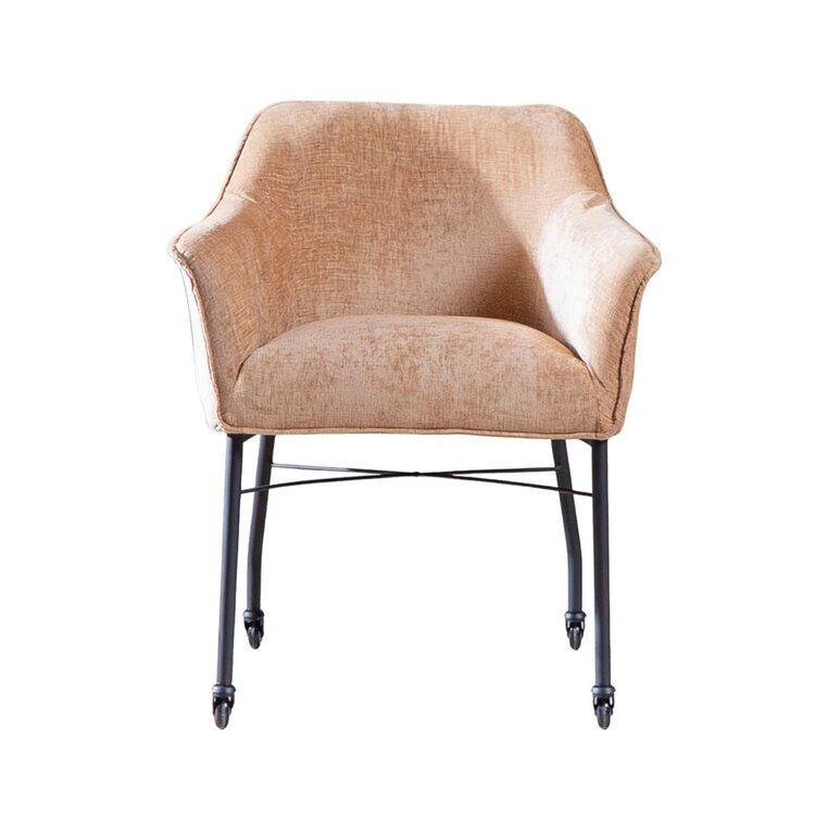 Chaise de salle à manger avec roulettes Enzo chenille peach