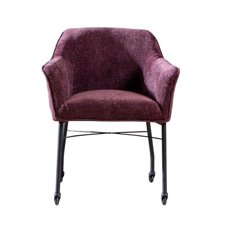 Chaise de salle à manger avec roulettes Enzo chenille voilette